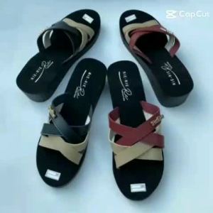 Sanda Wedges Wanita Selop Kombinasi Kekinian Terbaru
