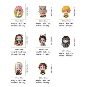 Bandai | 8Pcs Cute Demon Slayer Brooch Badge Anime Cosplay Chibi Character Tanjiro Nezuko Shinobu Giyuu Rengoku Enamel Lapel Pins Gift