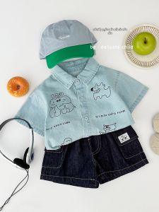 Áo Sơ Mi Tay Ngắn In Hình Thú Cho Bé Trai