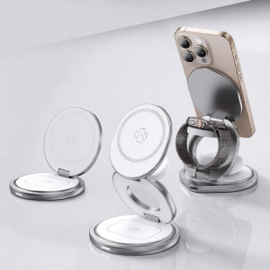 GUANQU | Three-In-One Wireless Charger Foldable Stand 360 Degree Rotation