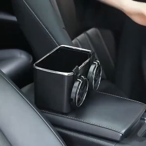 Car Storage Box Armrest Storage Box Organizer with Cup Bottle Holder Auto Tissue Storage Car Interior Fixed
