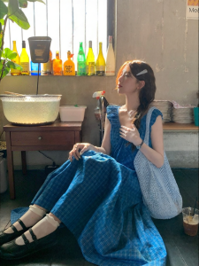 imimtuan | Đầm Halter Hàn Quốc Phong Cách Retro Dây Đeo Gáy