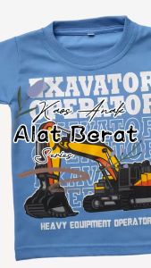 Kaos Anak Laki Laki Cowok Motif Alat Berat Excavator Wheel Loader Bahan Katun Usia 1 2 3 4 5 6 Tahun