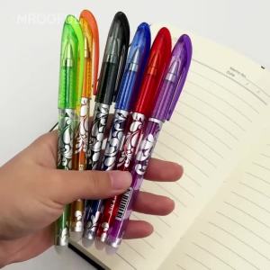 MROOFUL | New 0.5mm Erasable Gel Pen Set 6 Colors Ink Writing Gel Pens Refills Rods Washable Handle for School Office Stationery Supplies