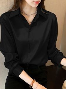 เสื้อเชิ้ตผ้าชีฟองหลวมๆ ทรงเข้ารูปสำหรับผู้หญิงในฤดูใบไม้ผลิและฤดูใบไม้ร่วง เสื้อคลุมกันแดดแบบทับซ้อนสำหรับผู้หญิงวัยรุ่น