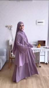 Abaya Shaba + Pashmina Ceruty Apk Payet Gamis Dewasa Terbaru 2025 Viral Dress Wanita Kondangan