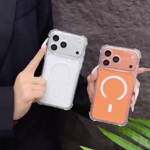 For Magsafe Magnetic Four-corner Anti-fall Phone Case For iPhone 18 17 Air 16E 15 14Plus 13 12 11 18 Pro Max Acrylic Clear Cover