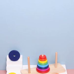 Đồ Chơi Trí Tuệ Xếp Tháp Hà Nội (Tower of Hanoi-Wooden Puzzle) Cầu Vòng Gỗ Cho Bé Trai Bé Gái