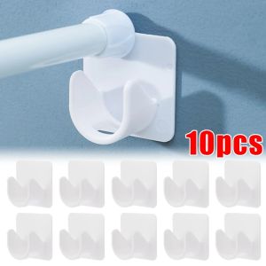 Strong Curtain Rod Bracket Holders Hooks Self-adhesive Adjustable Wall Curtain Fixed Clip Hanging Rack Hook Bathroom Accessories