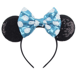Cute Women Mouse Ears Leopard Print Headbands for Girls Baby Women Sequins 5"Bows Hair Accessories Adults Hairbands Kids Gift