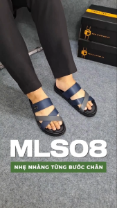 Dép quai ngang nam da bò MLS08 | Anh Tho Leather