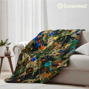 Beast Kingdom | Color Paint Splash Texture Soft Warm Flannel Blanket Lightweight Cozy Christmas Halloween Home Decor Room