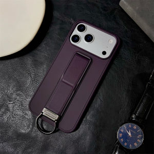 Metal Ring Wrist Strap Bracket Phone Case For iPhone 17 16 15 14 13 Pro Max Plus Air Stand Kickstand Silicone Protective Cover