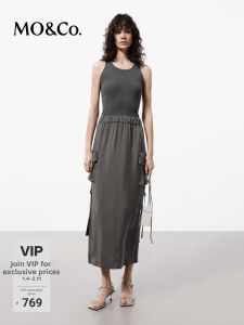 MO&Co. | Artisan Washed Lightweight Knit High Waist Pockets Dress