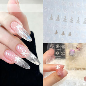 สติกเกอร์ติดเล็บลายเกล็ดหิมะคริสต์มาส 5 แผ่น ลายดอกไม้ไฟ ลายฉลุ สำหรับตกแต่งเล็บ คริสต์มาส DIY ลายฉลุสำหรับทำเล็บ