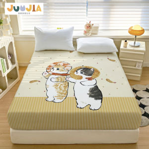 Cute Cartoon Cat Shark Bed Canopy Duvet Cover Elastic Bed Sheet Dormitory Bed Cover Digital Printing Velvet Fabric Universal