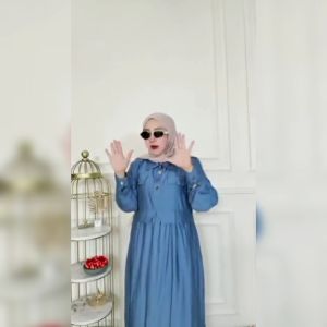 Safeeya Dress Gamis Polo Linen Polos Cantik Kekinian