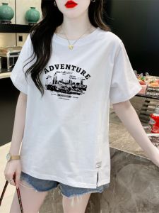 Shoulder Pure Cotton Short Sleeve T-Shirt Womens Summer 2024 New Arrival Slim Looking White Stylish Niche Style Half-Sleeve T-shirt Top