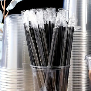 50/100/200PCS Black Plastic Disposable Straws Wedding Celebration Party Bar Beverage Restaurant Coffee Household Items