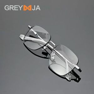 Grey Jack Frame Kacamata Titanium Kotak Style Pria Wanita Bisa Minus Bisnis Classic Model Trendy 61011