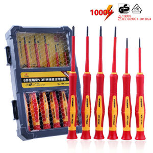 6 In1 Precision Screwdriver Bit 1000V Insulated Phillips Slotted Screw Driver Magnetic Multifunctional Electrician Repair Tool
