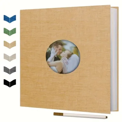 อัลบั้ม Self-กาวสมุดภาพสําหรับ 4 × 6 5 × 7 8 × 10 รูป DIY แม่เหล็กผ้าลินิน 40 หน้าครอบครัวงานแต่งงานของขวัญปากกาโลหะและ
