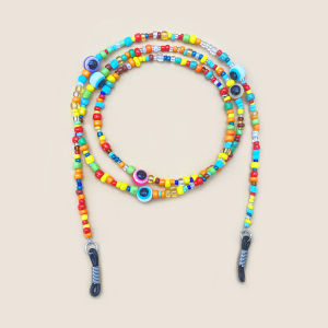 Beaded Glasses Chain Anti Slip Sunglasses Reading Glasses Lanyard Strap Rainbow Color Mask Face Covering Eyewear Retainer