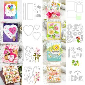 Love and Color Balloon Cherry Blossoms Flower Metal Cutting Dies Pocket HOME Words DieCut For DIY Scrapbooking Card Craft Making