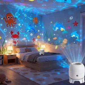 LED Ocean Wave Projector Lamp 360 Degree Rotatable USB Powered Dynamic Ambient Light Gaming Living Room Decor Night Light