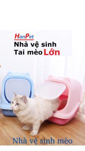 Doremiu - Nhà vệ sinh mèo loại Tai mèo size lớn đựng cát cho mèo dưới 10kg (có kèm xẻng)