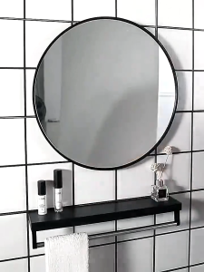 XUXU Bathroom Mirror With Rack Round Mirror MakeUp Mirror Wall Mirror Mounted Mirror HD Toilet Mirror For Bathroom