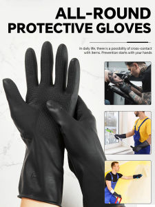 Professional Black Latex Rubber Gloves High Elasticity Anti-Corrosion Waterproof Non-Slip - Ideal for Hair Dyeing and Perming