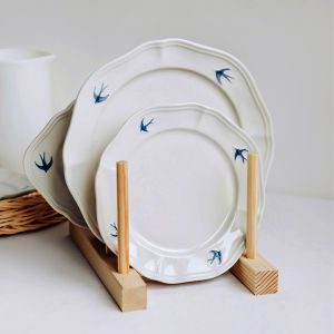 จานเส้นรูปผีเสื้อสไตล์ญี่ปุ่นแบบเรียบง่าย สีสันสดใส จานเสิร์ฟอาหารเช้า จานเสิร์ฟขนมหวาน จานเสิร์ฟสำหรับใช้ในบ้าน