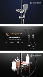 Shower Tiang Column Germany Brilliant Shower Kamar Mandi Air Panas Dingin GBVA18-BM Hitam Rose Gold
