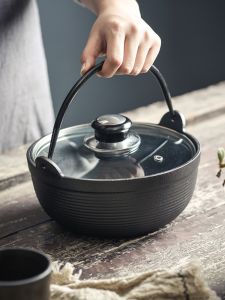 Thickened Traditional Cast Iron Soup Pot Non-Stick Japanese Style Home Use Iron Pan Iron Cookware Hot Pot Longevity Pot