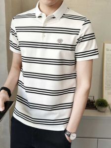 Áo Thun Polo Nam Tay Ngắn Mùa Hè Kẻ Sọc Đen Trắng Cổ Polo Nam Phong Cách Hàn Quốc Ôm Vừa Vặn Thời Trang Đa Năng Cho Thanh Thiếu Niên