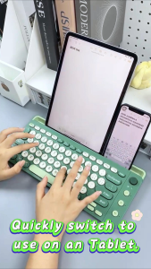 BOW K650D มีสีสัน บีที ไร้สาย โหมดคู่ แป้นพิมพ์ ชาร์จไฟได้ แป้นพิมพ์ ด้วย สล็อต สำหรับ มือถือ โทรศัพท์ แท็บเล็ต แล็ปท็อป