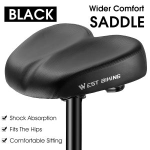 West Biking | WEST BIKING Comfortable Bicycle Saddle Double Shock Absorption Commuter Cycling Seat High Elastic Widen MTB Road Bike Cushion