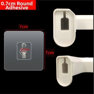 No-Drill round Wall Stickers Towel Rack Hook Shoe Holder Adhesive Pad No-Trace Sticky Hooks Plastic Material 3-5kg Load Capacity