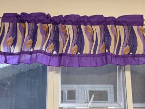 Carns purple 1 matchy curtain valance pillowcase window door - purple wavy pattern ruffled top - single printed - atminmin MRM