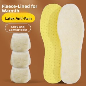 Winter Warm Wool Insole Thickened Wool Fleece Latex Long Standing Comfortable Cushioning Sports Shock Absorption Cotton