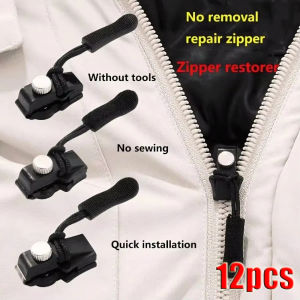 3-12Pcs Universal Zipper Repair Kit Quick Instant Detachable Zipper Head Replacement Zipper Slider Pull Jacket Bags Coat DIY Sew