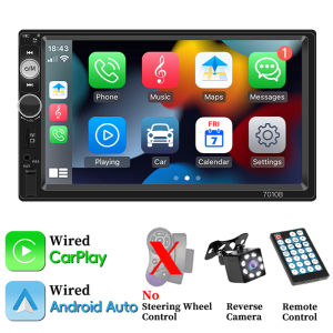Hippcron 2DIN Car Radio Car Multimedia Video Player 7 Touch Screen Wired Carplay Android Auto FM USB AUX Input Mirror Link 12V