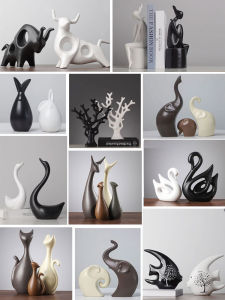 Nordic Modern Simple Home Ceramic Art Crafts Living Room Bar Cabinet Decorations New Home Moving Indoor Displays Animal Shape