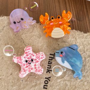 Cartoon Crab Dolphin Sea Life Acetate Hair Bangs Clip Small Claw Clip Hair Accessories under the Sea Animation Hairpins