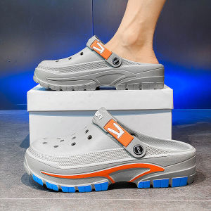 Hole Shoes Mens Summer Outwear Non-Slip Deodorant Office Work Youth Closed-Toe Slippers Beach Sandals