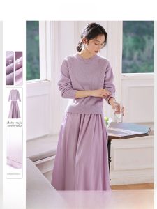 Vimly | Elegant Office Lady Lilac Purple Dress Set