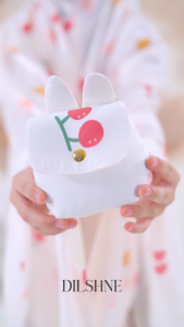 DILSHINE - Mukena Mini Travel Pouch Anak 2in1 Remaja Parasut Tanggung Cherry Bunny