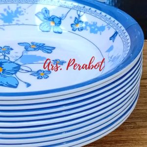 12Pcs(Grats sndok) Piring makan bulat cekung melamin tebal tahan pans