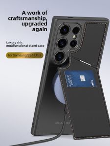 Dux Ducis | Multi-Function Phone Case with Stand Card Holder Leather Texture MagSafe Edge Wireless Charging Anti-Slip Anti-Fingerprint for Samsung S25Ultra S24plus
